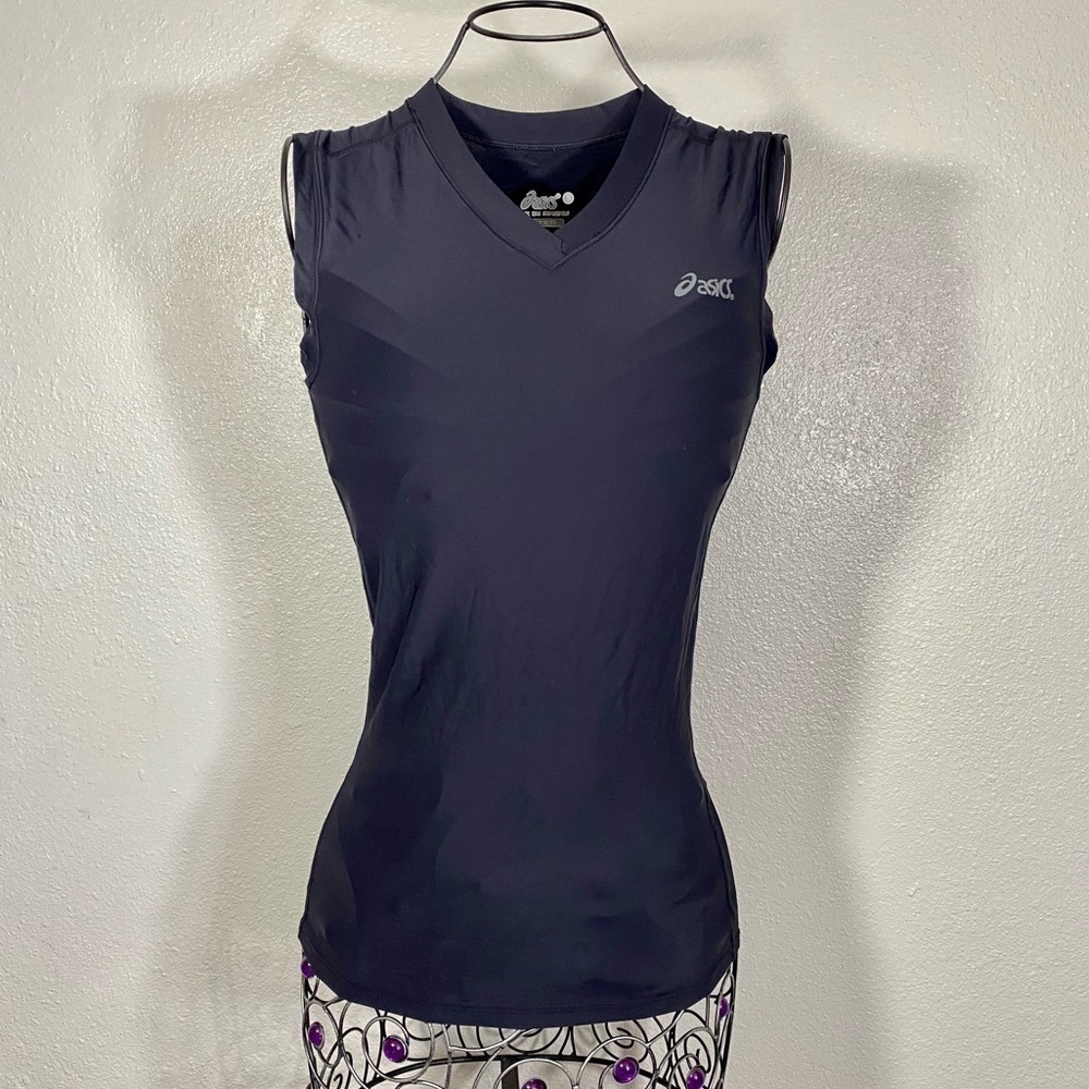 Asics black running fitted muscle tank size S